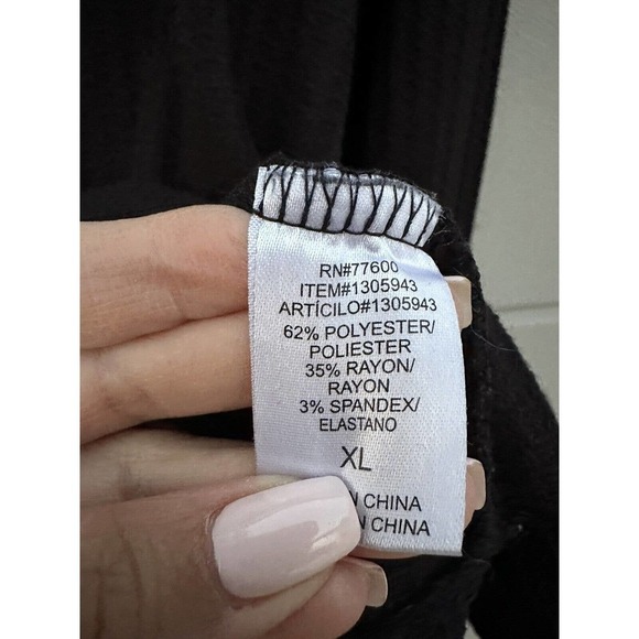 Chaser Women’s Black Long Sleeve Waffle Knit Thermal Top Button Cuffs Sz XLarge - Picture 12 of 14